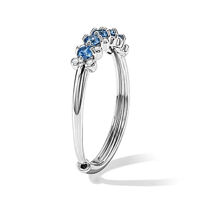 Blue Topaz and Simulated Diamond 2.02 ctw Ring in Silvertone (Adjustable)