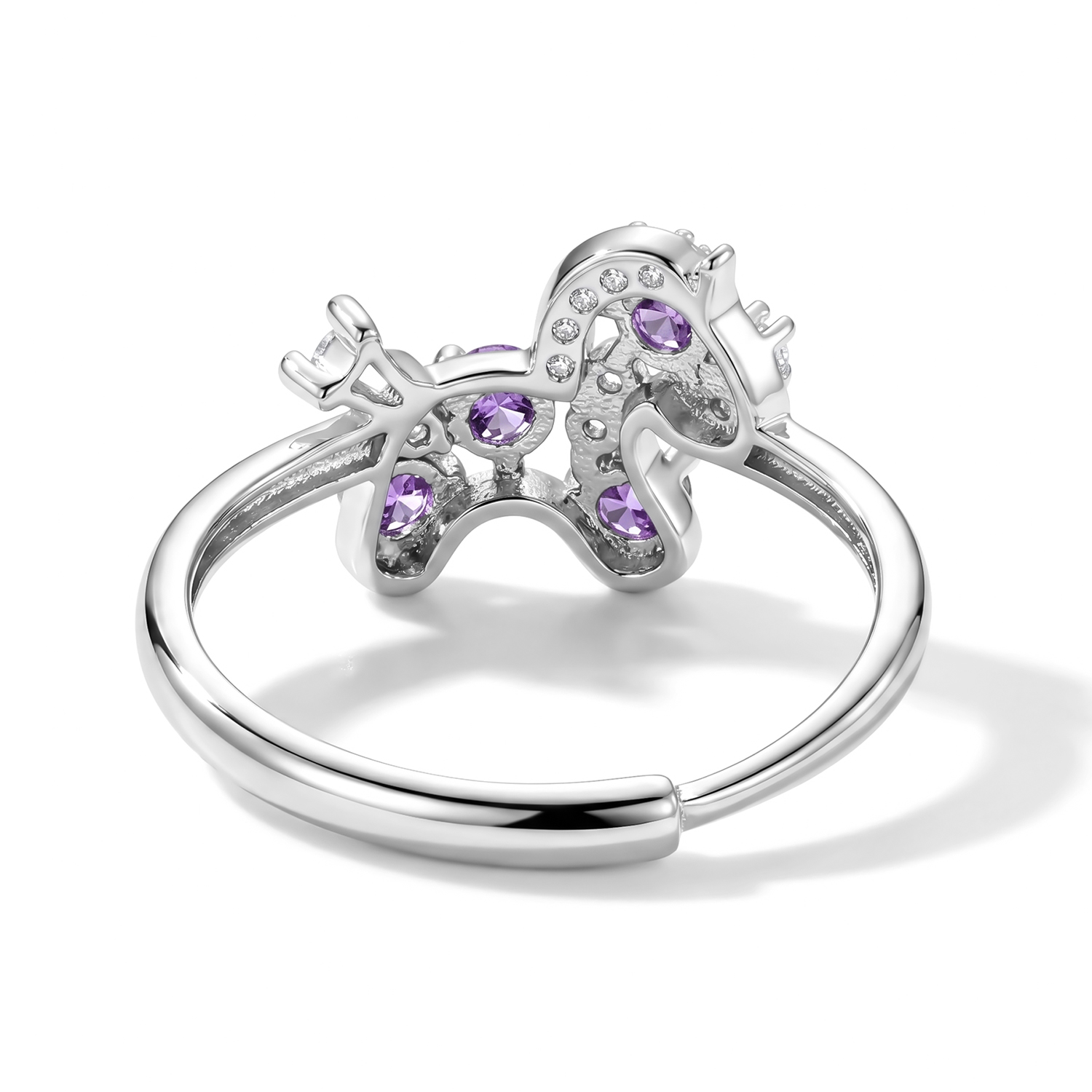 Amethyst and Simulated Diamond 2.50 ctw Ring in Silvertone (Adjustable) image number 2