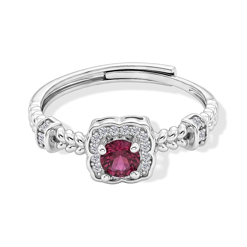 Rhodolite Garnet and Simulated Diamond 1.50 ctw Ring