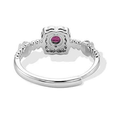 Rhodolite Garnet and Simulated Diamond 1.50 ctw Ring
