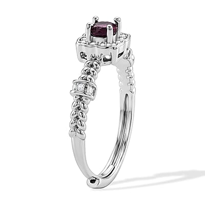 Rhodolite Garnet and Simulated Diamond 1.50 ctw Ring