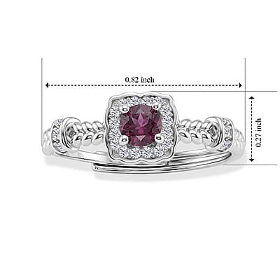 Rhodolite Garnet and Simulated Diamond 1.50 ctw Ring