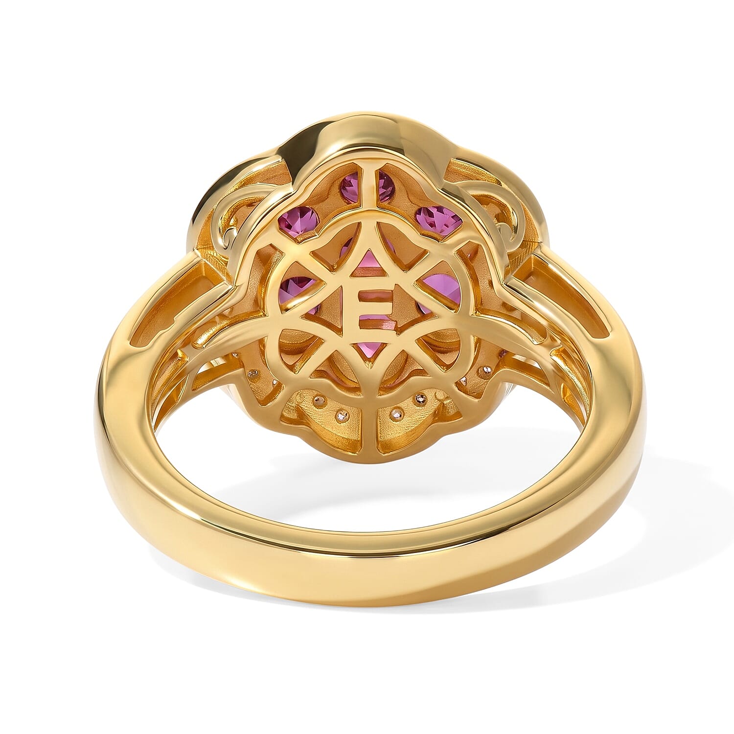 EverTrue AAA Radiant Ember Garnet and Moissanite 1.75 ctw Ring in 18K YG Plated (Size 8.0)
