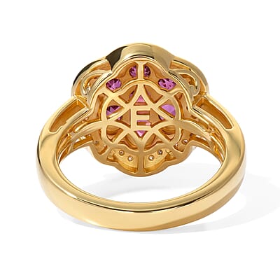 EverTrue AAA Radiant Ember Garnet and Moissanite 1.75 ctw Ring in 18K YG Plated (Size 8.0)
