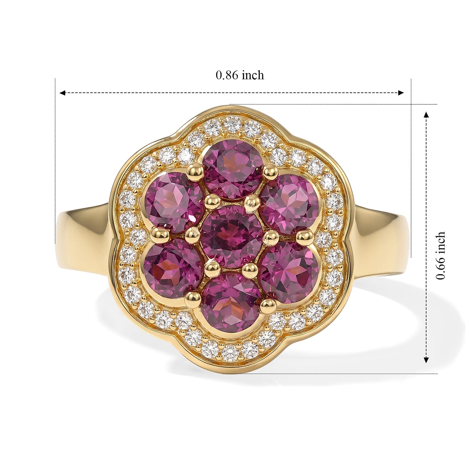 EverTrue AAA Radiant Ember Garnet and Moissanite 1.75 ctw Ring in 18K YG Plated (Size 8.0)