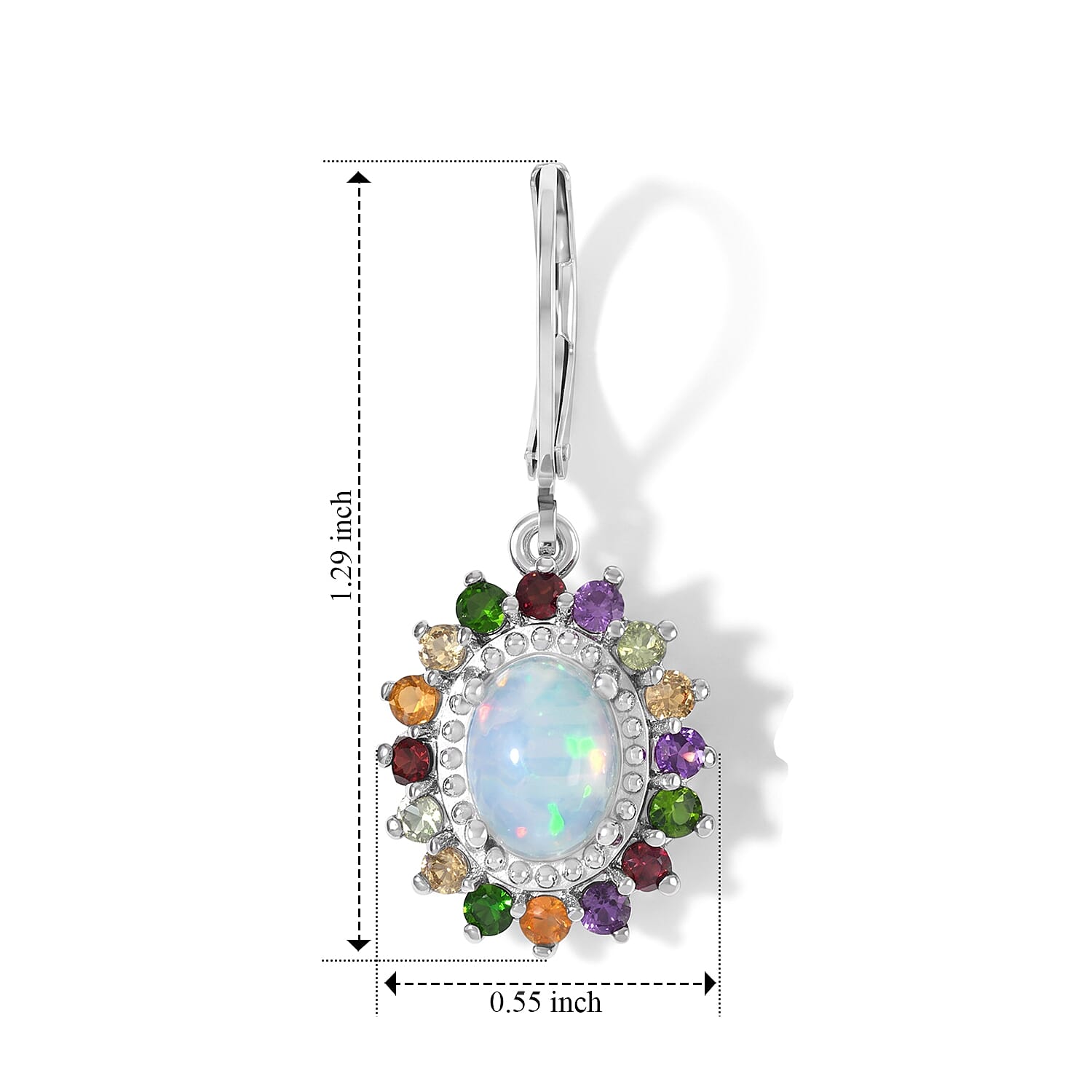 EverTrue Ethiopian Welo Opal and Multi Gemstone 2.80 ctw Earrings in Platinum Bond