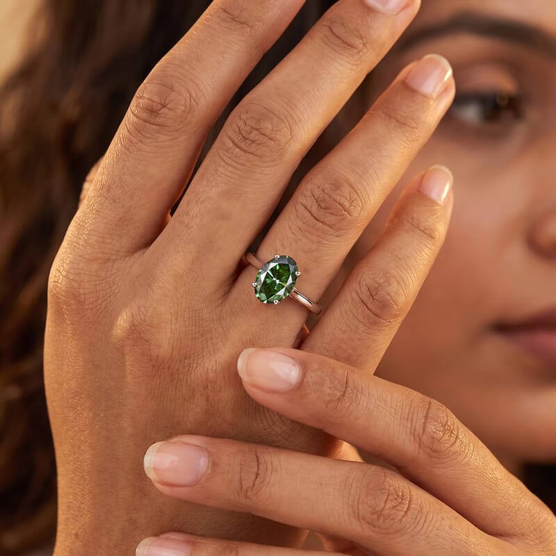 SGL Certified Luxuriant Lab Grown Green Diamond IR (VS) 1.90 ctw Ring in 10K White Gold (Size 5.0)