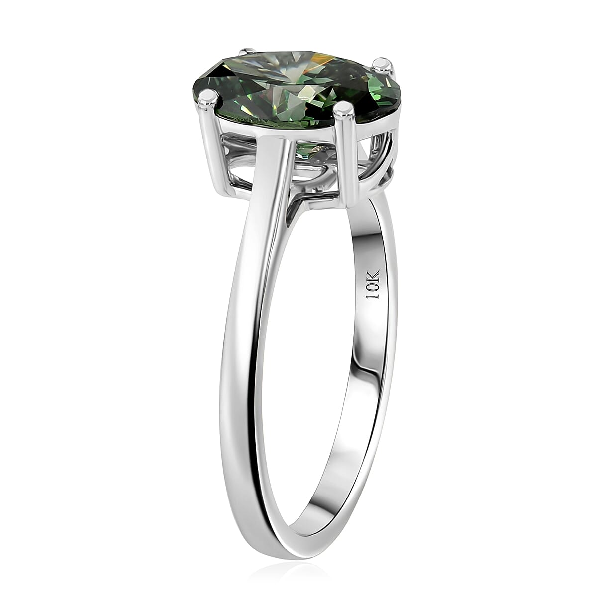 SGL Certified Luxuriant Lab Grown Green Diamond (IR) VS 1.90 ctw Ring in 10K White Gold (Size 8.0) image number 3