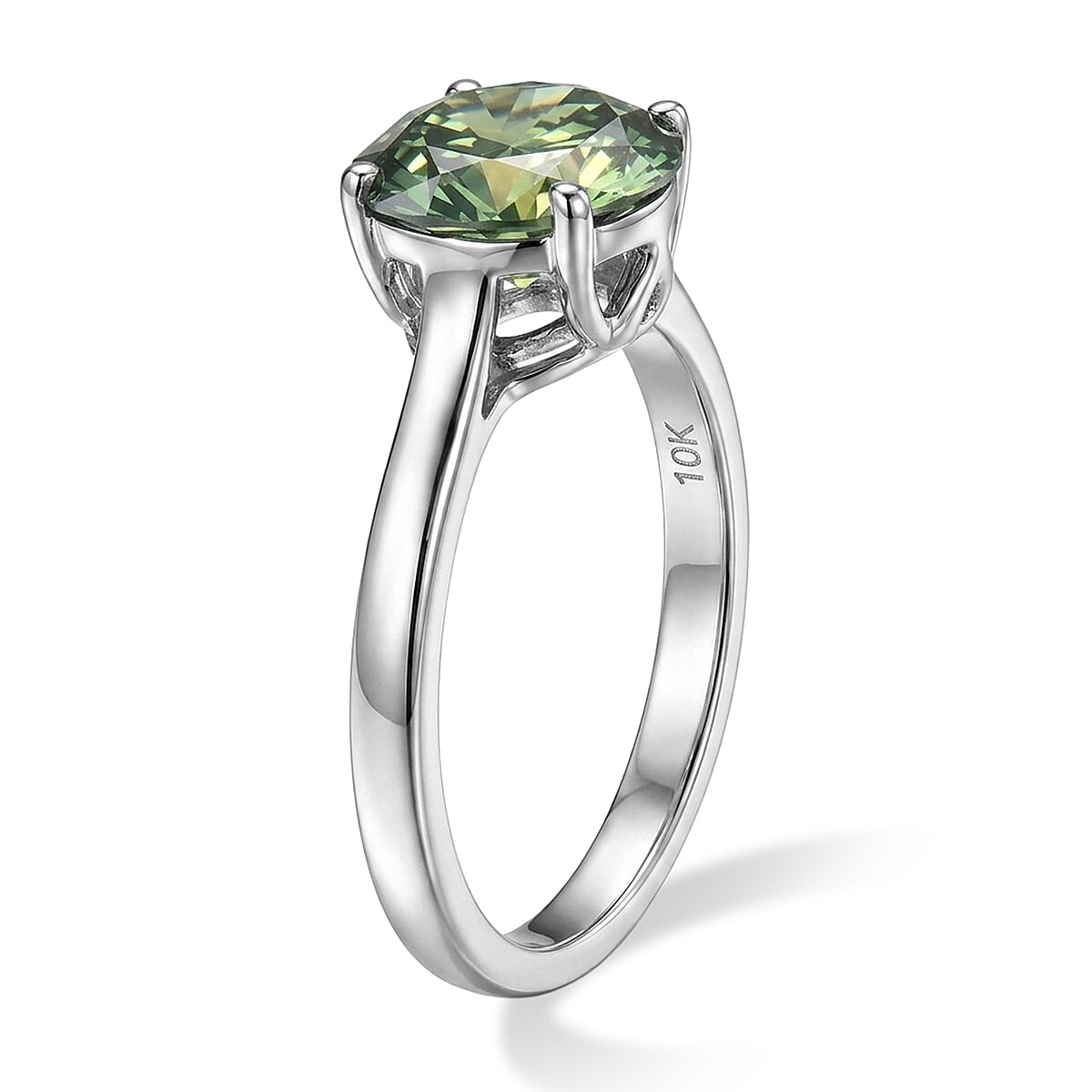 SGL Certified Luxuriant Lab Grown Green Diamond (IR) VS 2.00 ctw Ring in 10K White Gold (Size 8.0) image number 3