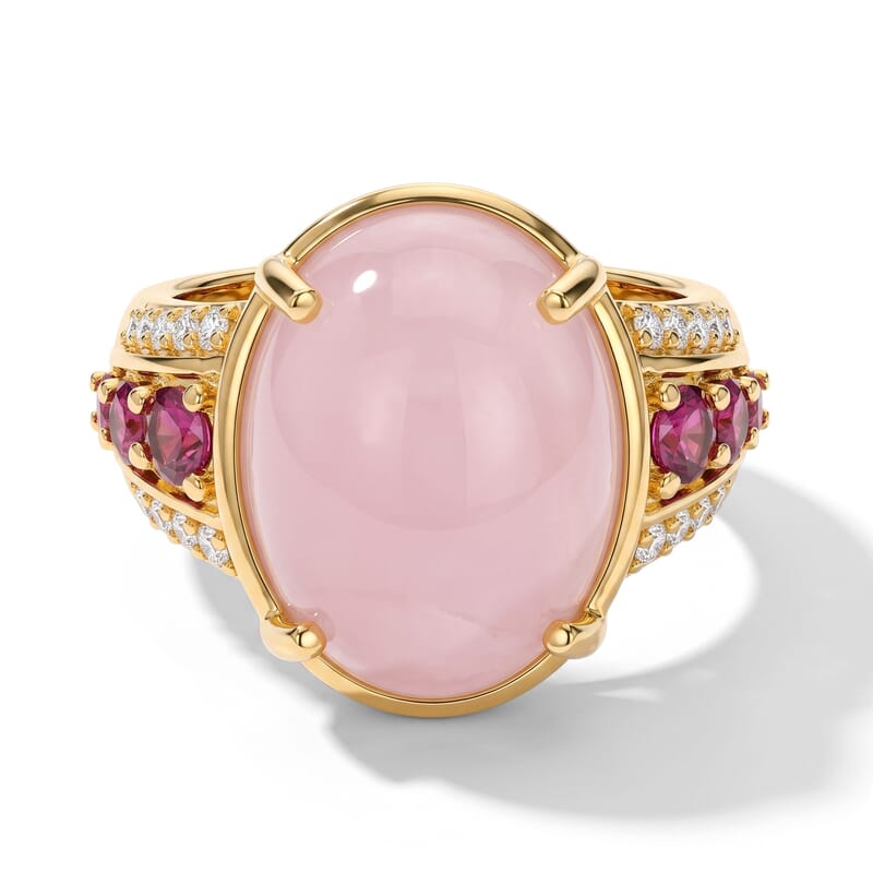 EverTrue Kunzite and Multi Gemstone 12.65 ctw Blush Majesty Ring in 18K YG Plated (Size 6.0)