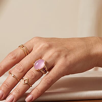 EverTrue Kunzite and Multi Gemstone 12.65 ctw Ring in 18K YG Plated (Size 6.0)