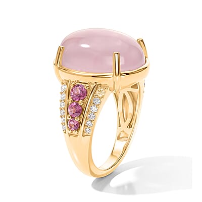EverTrue Kunzite and Multi Gemstone 12.65 ctw Ring in 18K YG Plated (Size 6.0)
