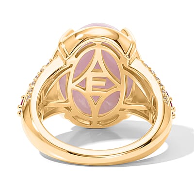 EverTrue Kunzite and Multi Gemstone 12.65 ctw Ring in 18K YG Plated (Size 6.0)