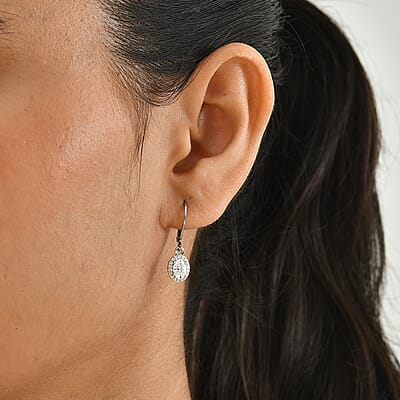 EverTrue 100 Facets Moissanite 1.10 ctw Earrings in Platinum Bond with Stainless Steel