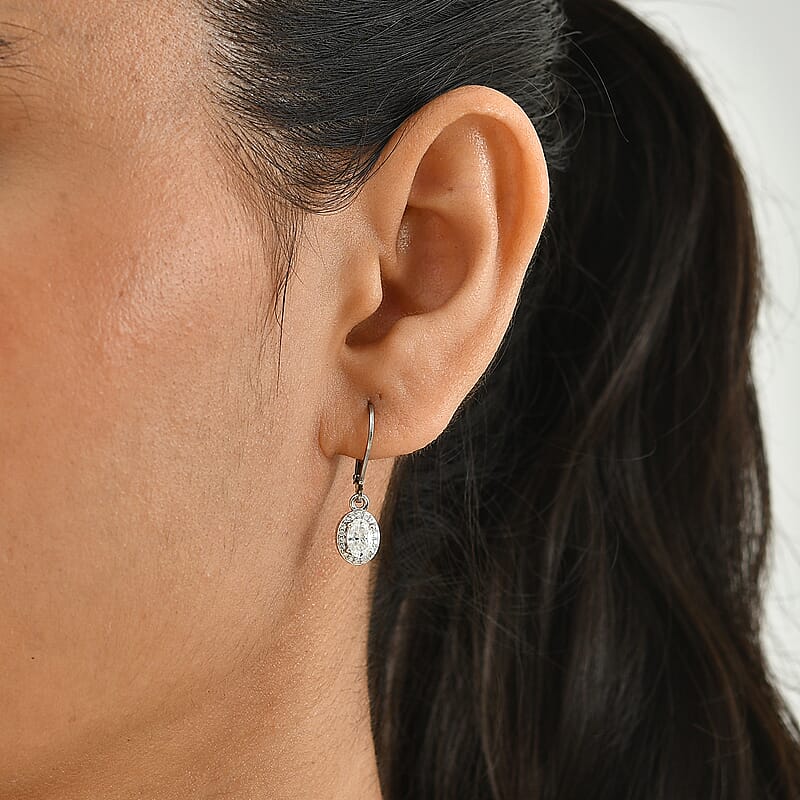 EverTrue 100 Facets Moissanite 1.10 ctw Earrings in Platinum Bond with Stainless Steel