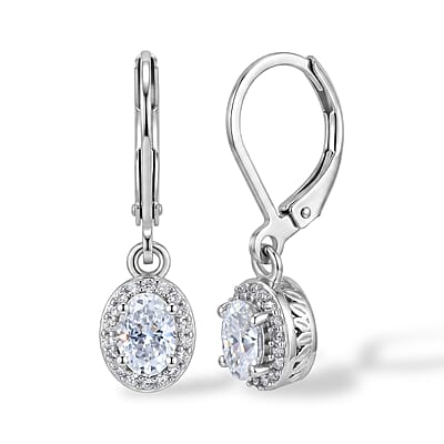 EverTrue 100 Facets Moissanite 1.10 ctw Earrings in Platinum Bond with Stainless Steel