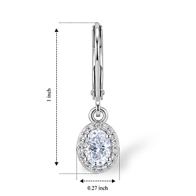 EverTrue 100 Facets Moissanite 1.10 ctw Earrings in Platinum Bond with Stainless Steel