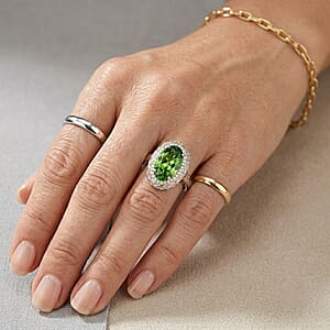 EverTrue Chartreuse Quartz (Triplet) and White Zircon 4.50 ctw Garden of Light Ring in 18K YG Plated and Platinum Bond (Size 10.0)