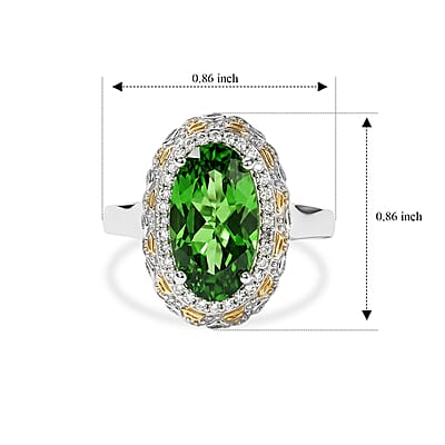 EverTrue Chartreuse Quartz (Triplet) and White Zircon 4.50 ctw Garden of Light Ring in 18K YG Plated and Platinum Bond (Size 6.0)