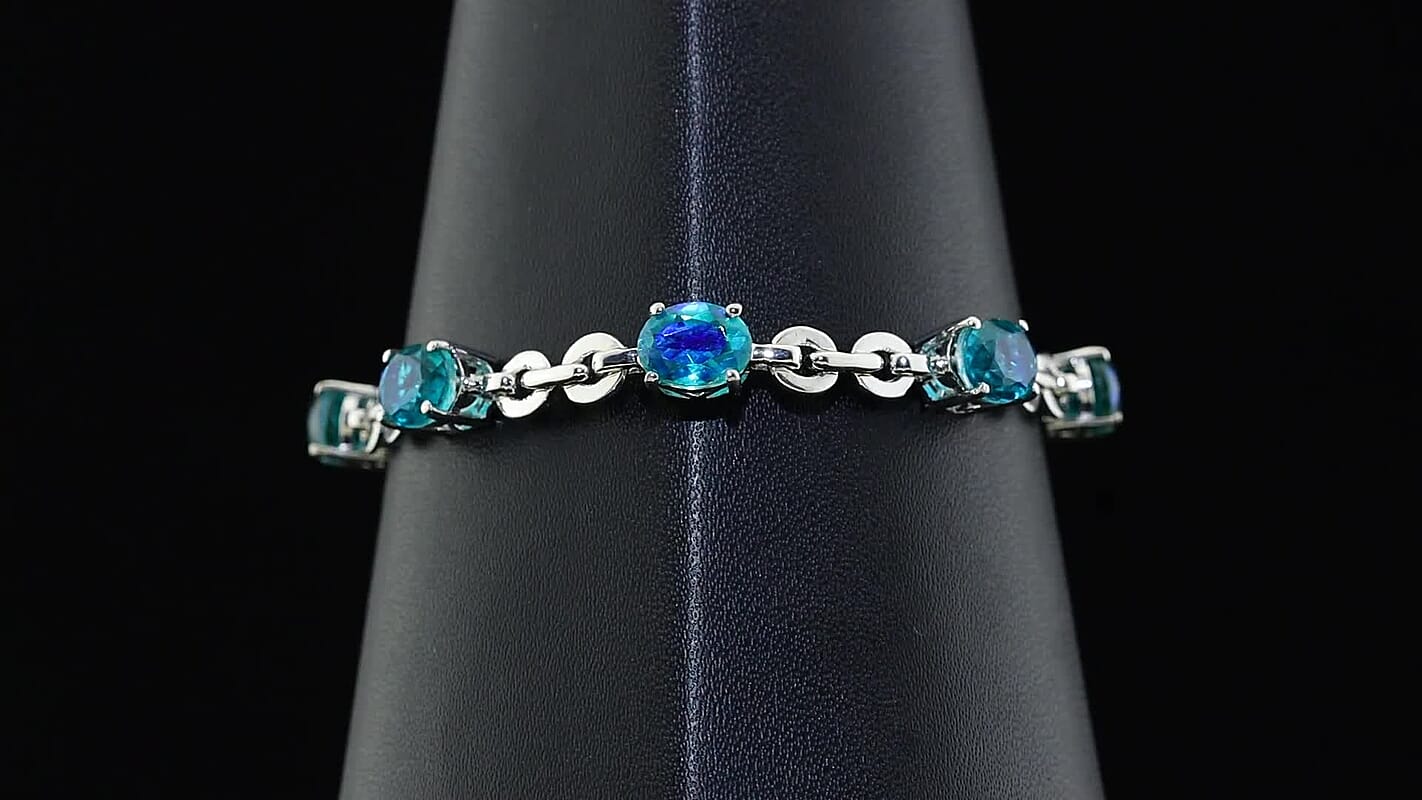 EverTrue Peacock Quartz Bracelet in Platinum Bond (8.00 In) 9.50 ctw