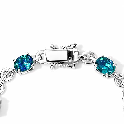 EverTrue Peacock Quartz (Triplet) 9.85 ctw Majesty Wave Bracelet in Platinum Bond (6.50 In)