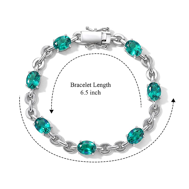 EverTrue Peacock Quartz (Triplet) 9.85 ctw Majesty Wave Bracelet in Platinum Bond (6.50 In)