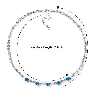 EverTrue Peacock Quartz (Triplet) 7.00 ctw Majesty Wave Necklace (18-20 Inches) in Platinum Bond