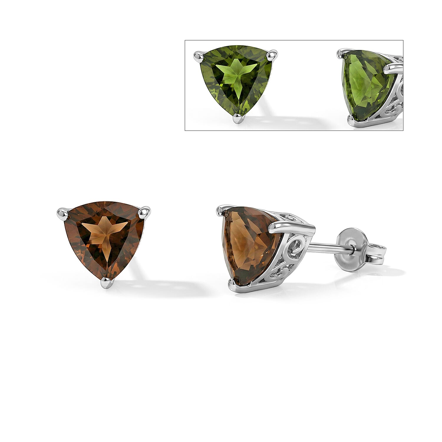 EverTrue Autumn Alexite 2.35 ctw Stud Earrings in Platinum Bond