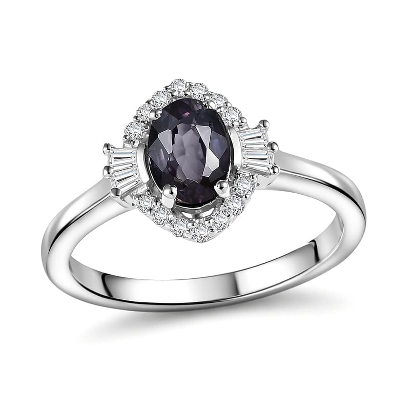 Certified and Appraised D'Joy Premium Platinum Spinel and Moissanite 1.15 ctw Ring in Rhodium Over Sterling Silver (Size 5.0)