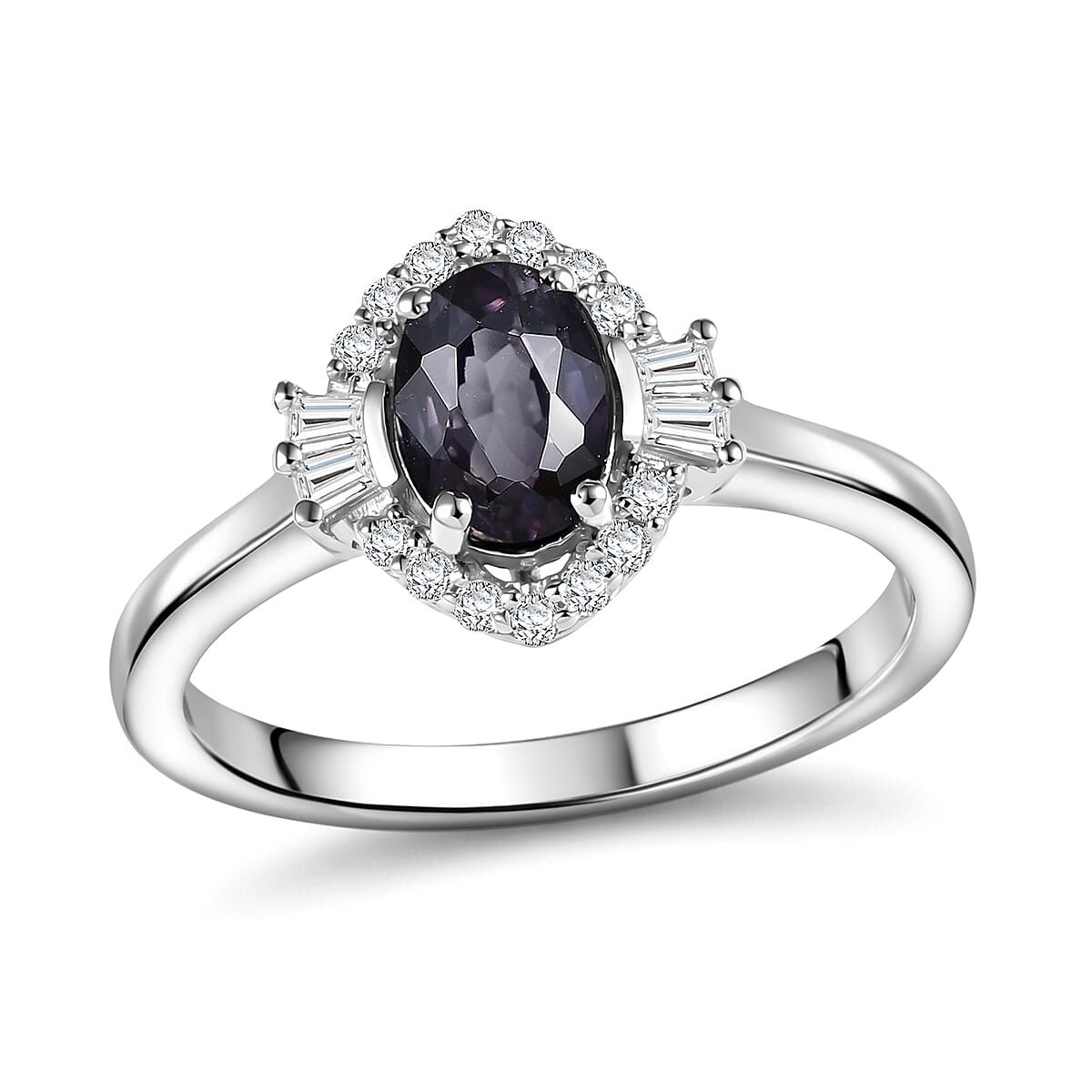 Certified & Appraised D'Joy Premium Platinum Spinel and Moissanite 1.15 ctw Ring in Rhodium Over Sterling Silver (Size 6.0)