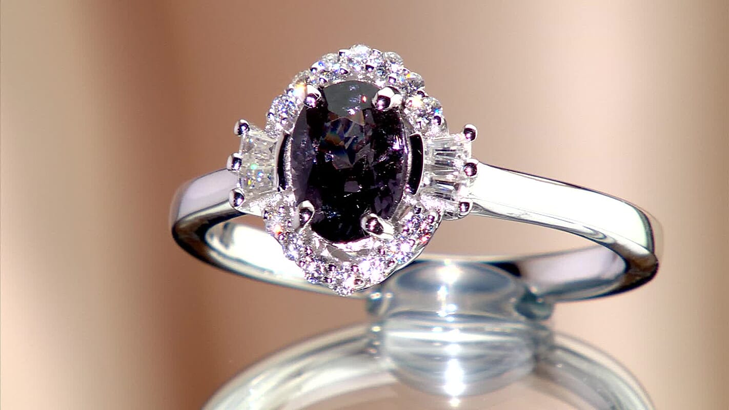 Certified & Appraised D'Joy Premium Platinum Spinel and Moissanite 1.15 ctw Ring in Rhodium Over Sterling Silver