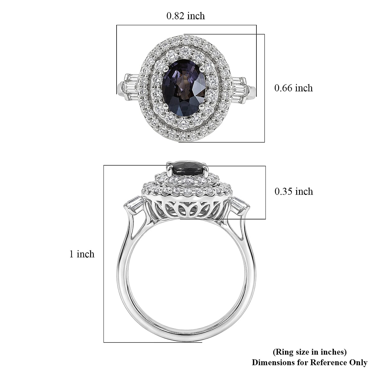 Certified & Appraised D'Joy Premium Platinum Spinel and Moissanite 2.10 ctw Ring in Rhodium Over Sterling Silver (Size 10.0) image number 5