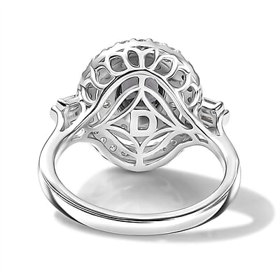 Certified & Appraised D'Joy Premium Platinum Spinel, Moissanite Ring in Rhodium Over Sterling Silver (Size 5.0) 2.10 ctw