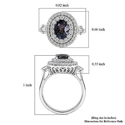 Certified & Appraised D'Joy Premium Platinum Spinel, Moissanite Ring in Rhodium Over Sterling Silver (Size 5.0) 2.10 ctw