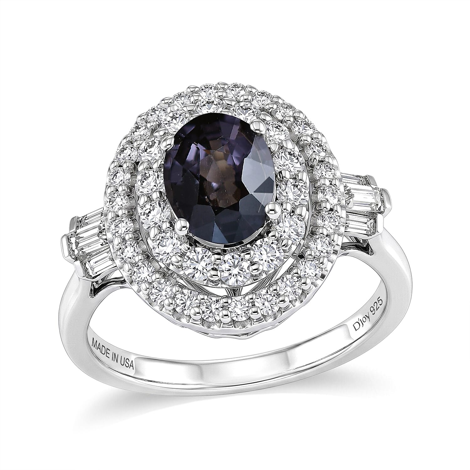 Certified & Appraised D'Joy Premium Platinum Spinel and Moissanite 2.10 ctw Ring in Rhodium Over Sterling Silver (Size 6.0)