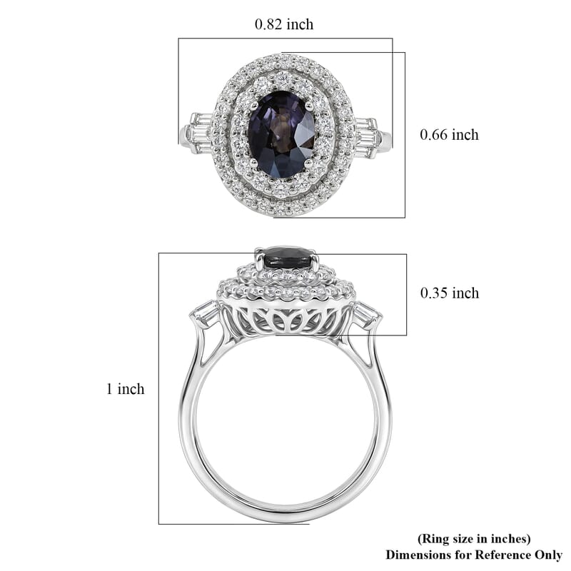 Certified & Appraised D'Joy Premium Platinum Spinel and Moissanite 2.10 ctw Ring in Rhodium Over Sterling Silver (Size 6.0)
