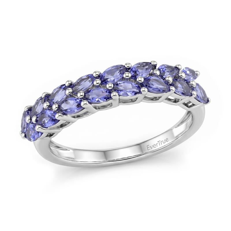 Doorbuster EverTrue Tanzanite 1.40 ctw Royal Leaf Sparkle Ring in Platinum Bond (Size 6.0)