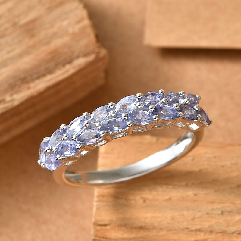 Doorbuster EverTrue Tanzanite 1.40 ctw Royal Leaf Sparkle Ring in Platinum Bond (Size 6.0)