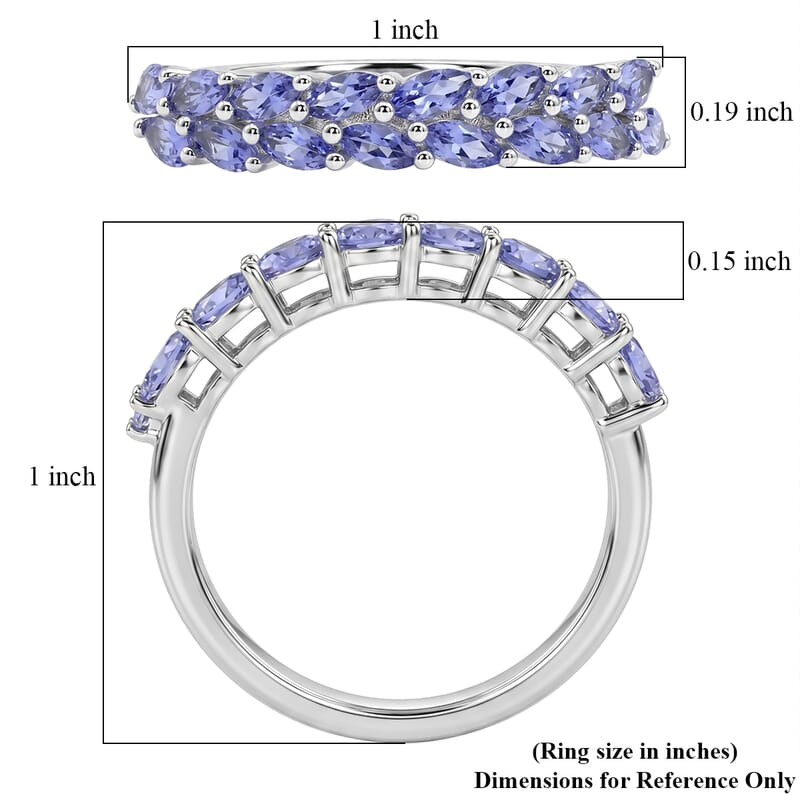 Doorbuster EverTrue Tanzanite 1.40 ctw Royal Leaf Sparkle Ring in Platinum Bond (Size 6.0)