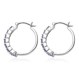 EverTrue Tanzanite 2.50 ctw Royal Leaf Sparkle Hoop Ring in Platinum Bond