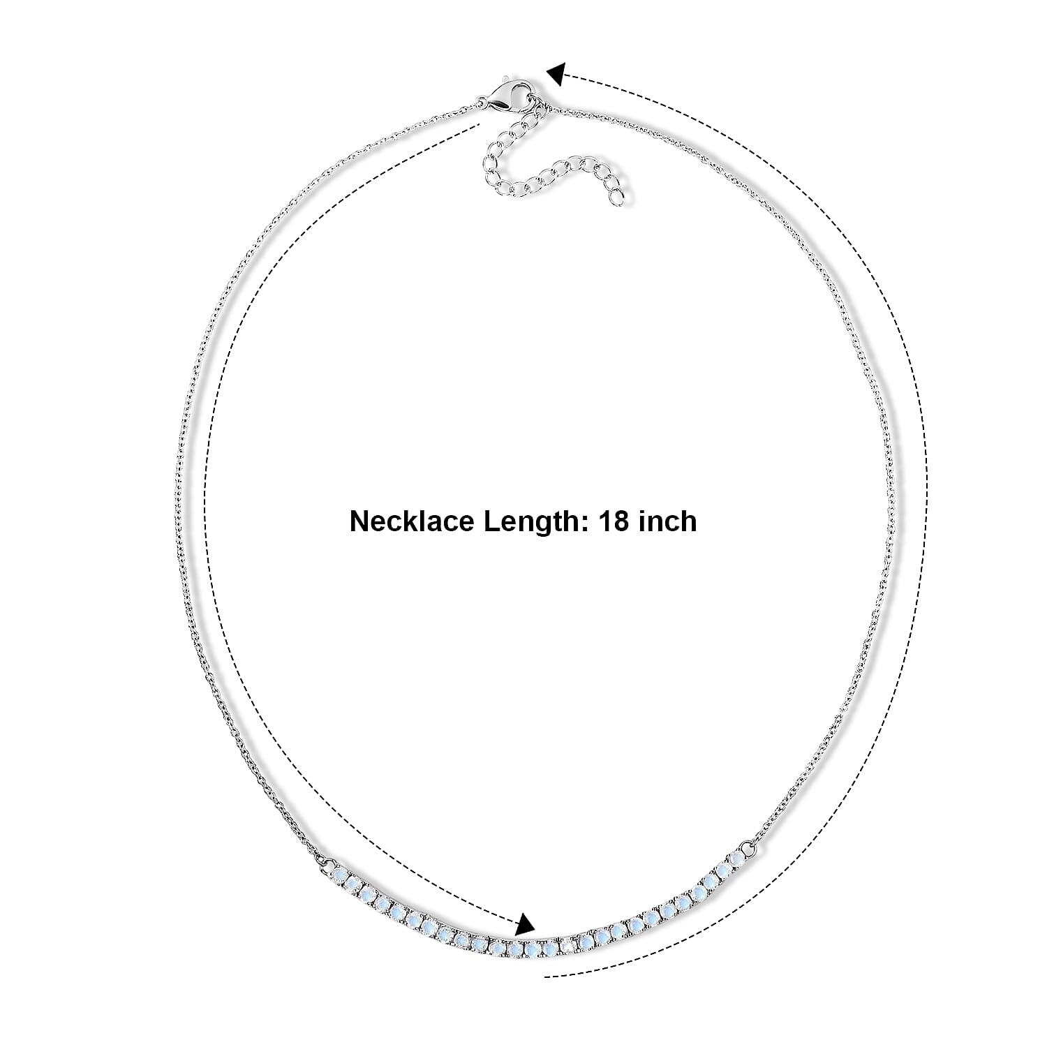 EverTrue Rainbow Moonstone 3.00 ctw Line Necklace (18 Inches) in Platinum Bond