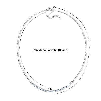 EverTrue Rainbow Moonstone 3.00 ctw Line Necklace (18 Inches) in Platinum Bond