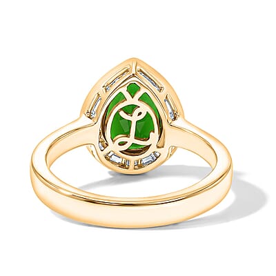 Luxoro Premium Chrome Diopside and Diamond G-H I2 2.30 ctw Crowned Majesty Ring in 10K Yellow Gold (Size 5.0)