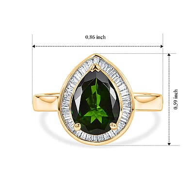 Luxoro Premium Chrome Diopside and Diamond G-H I2 2.30 ctw Crowned Majesty Ring in 10K Yellow Gold (Size 5.0)