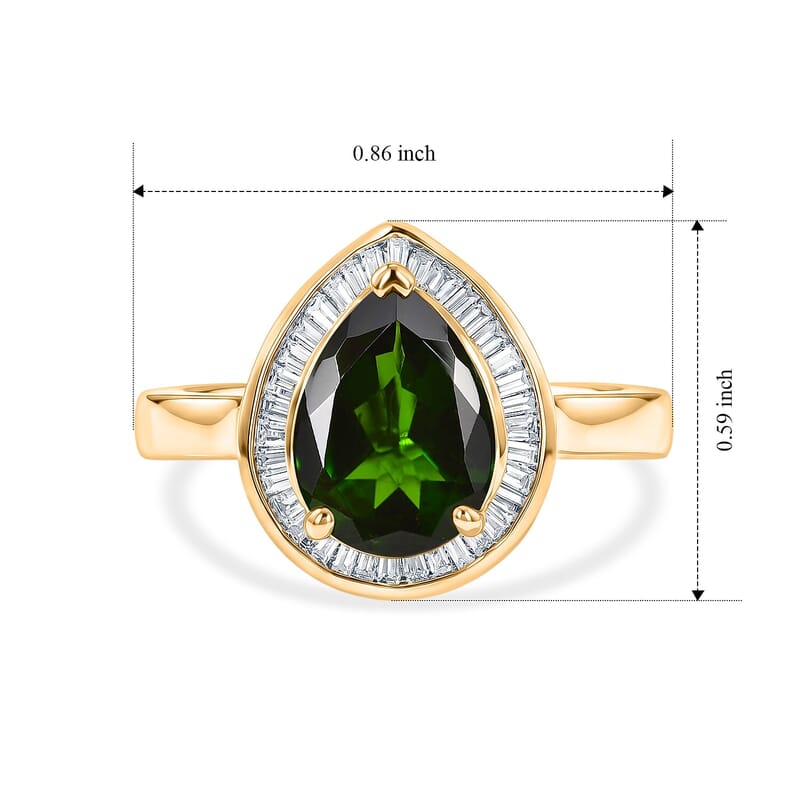 Luxoro Premium Chrome Diopside and Diamond G-H I2 2.30 ctw Crowned Majesty Ring in 10K Yellow Gold (Size 5.0)