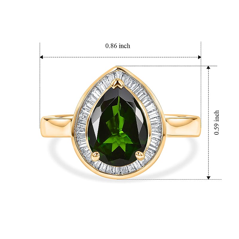 Luxoro 10K Yellow Gold Premium Chrome Diopside, Diamond (G-H, I2) (0.37 cts) Ring (Size 5.0) 2.30 ctw