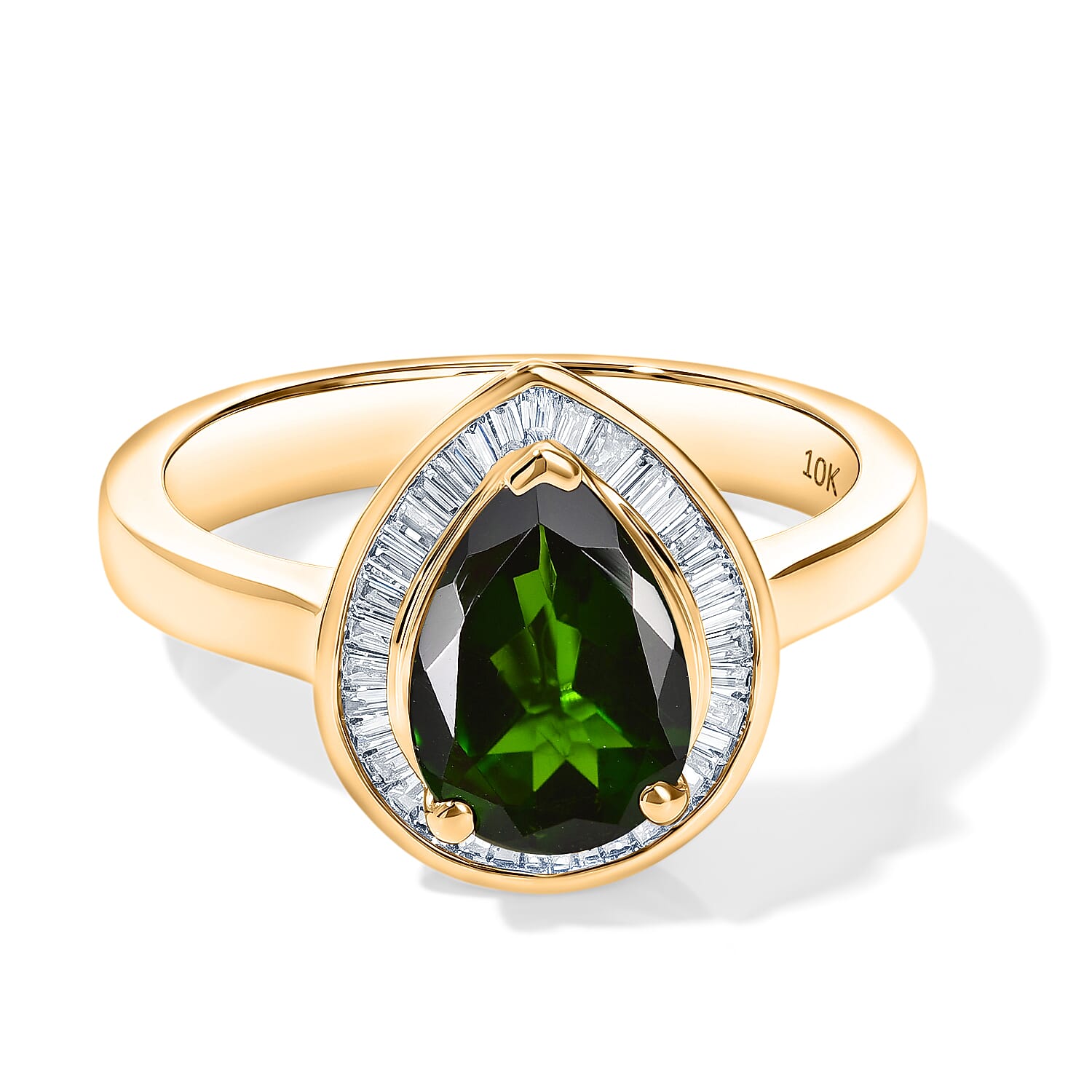 Luxoro Premium Chrome Diopside and Diamond G-H I2 2.30 ctw Crowned Majesty Ring in 10K Yellow Gold (Size 6.0)