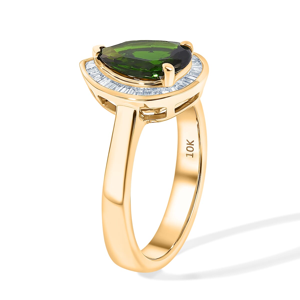 Luxoro Premium Chrome Diopside and Diamond G-H I2 2.30 ctw Crowned Majesty Ring in 10K Yellow Gold (Size 6.0) image number 1