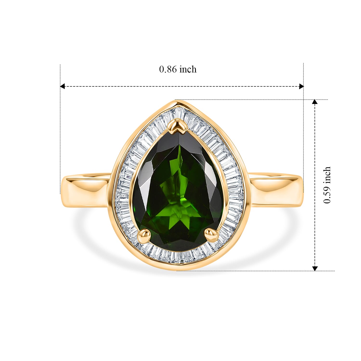 Luxoro Premium Chrome Diopside and Diamond G-H I2 2.30 ctw Crowned Majesty Ring in 10K Yellow Gold (Size 6.0)