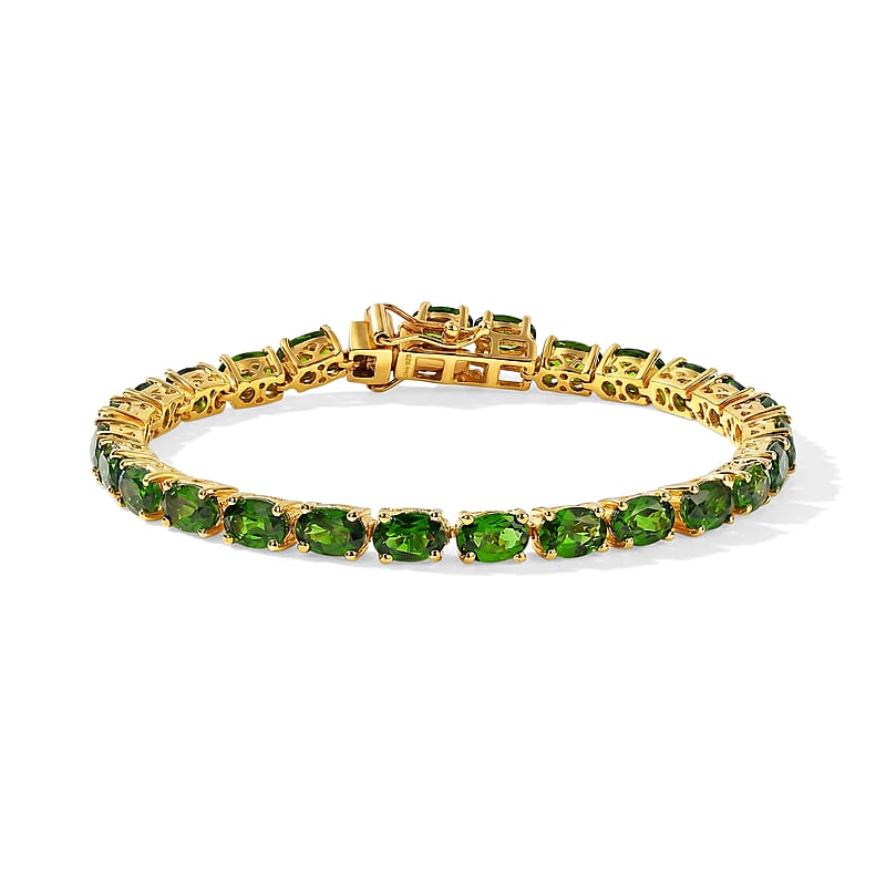 D'Joy Chrome Diopside 13.00 ctw Evergreen Vine Bracelet in 18K Vermeil Yellow Gold Over Sterling Silver (6.50 In)